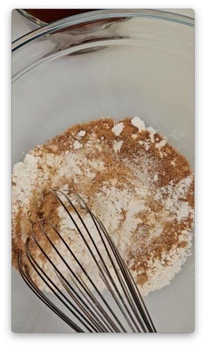 Mix the dry pie crust ingredients in a large mixing bowl.